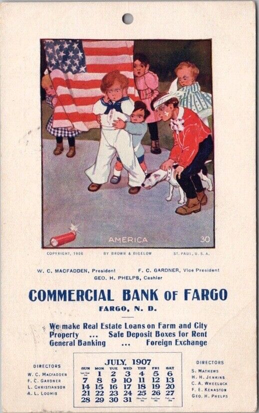 1907 FARGO, North Dakota Ad Postcard \