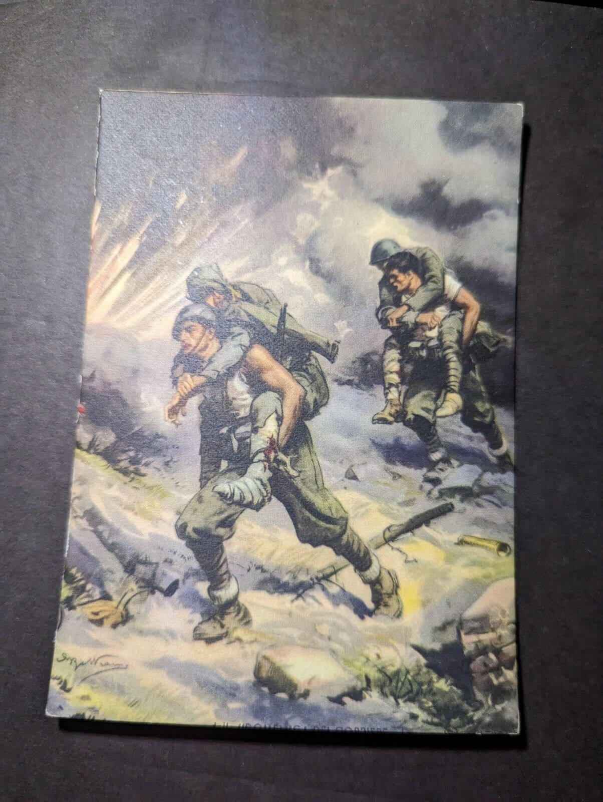 Mint Italy Military Postcard Greek Albanian Front Fire Storm Medics