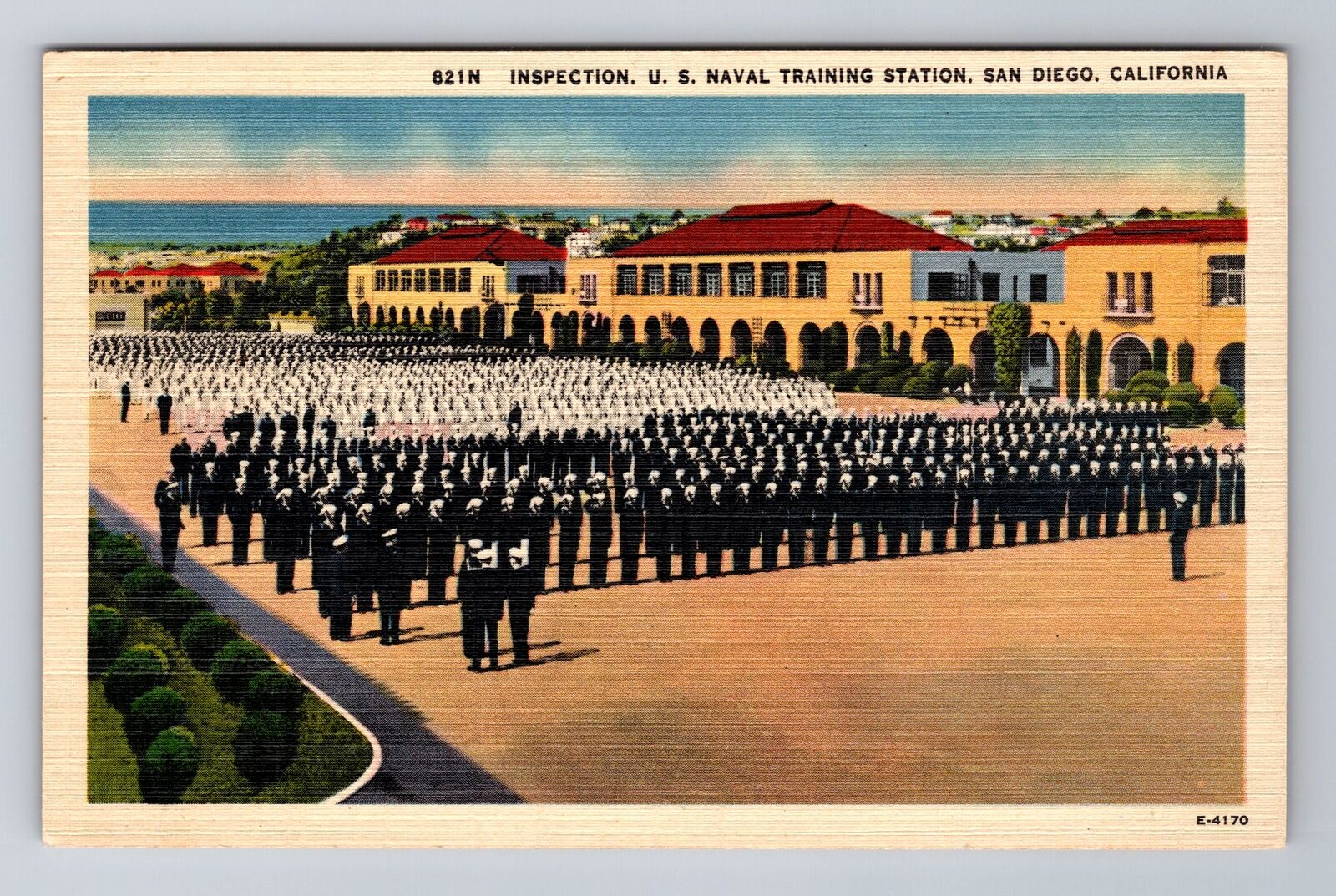 San Dieo CA-California, Inspection US Naval Training, Antique Vintage Postcard