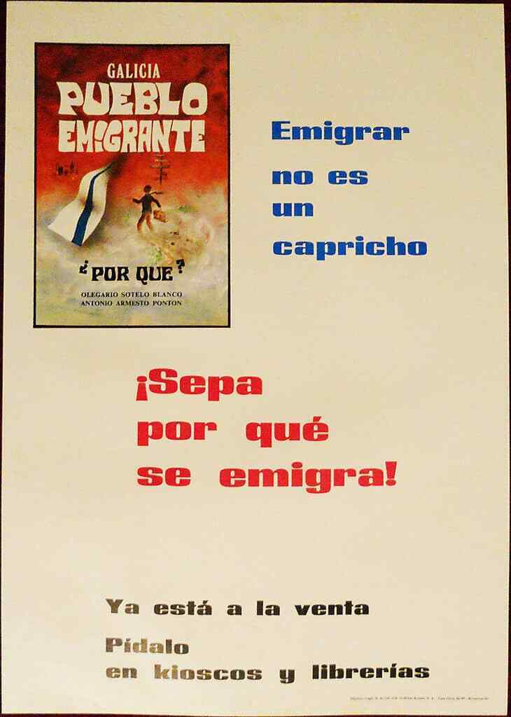 Original Poster Spain Blanco Ponton Galicia Pueblo Emigrante People Immigrants