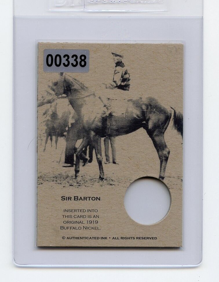 #00338 SIR BARTON 1919 Nickel Version Collector Card
