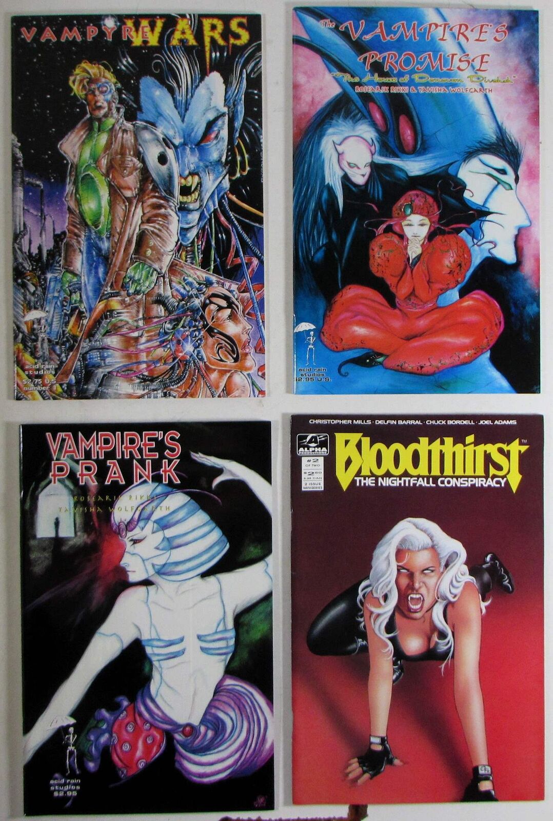 Vampires Lot 4 #Promise,Prank,Bloodthirst 2,Vampyre Wars 1 Acid Rain 1994 Comics