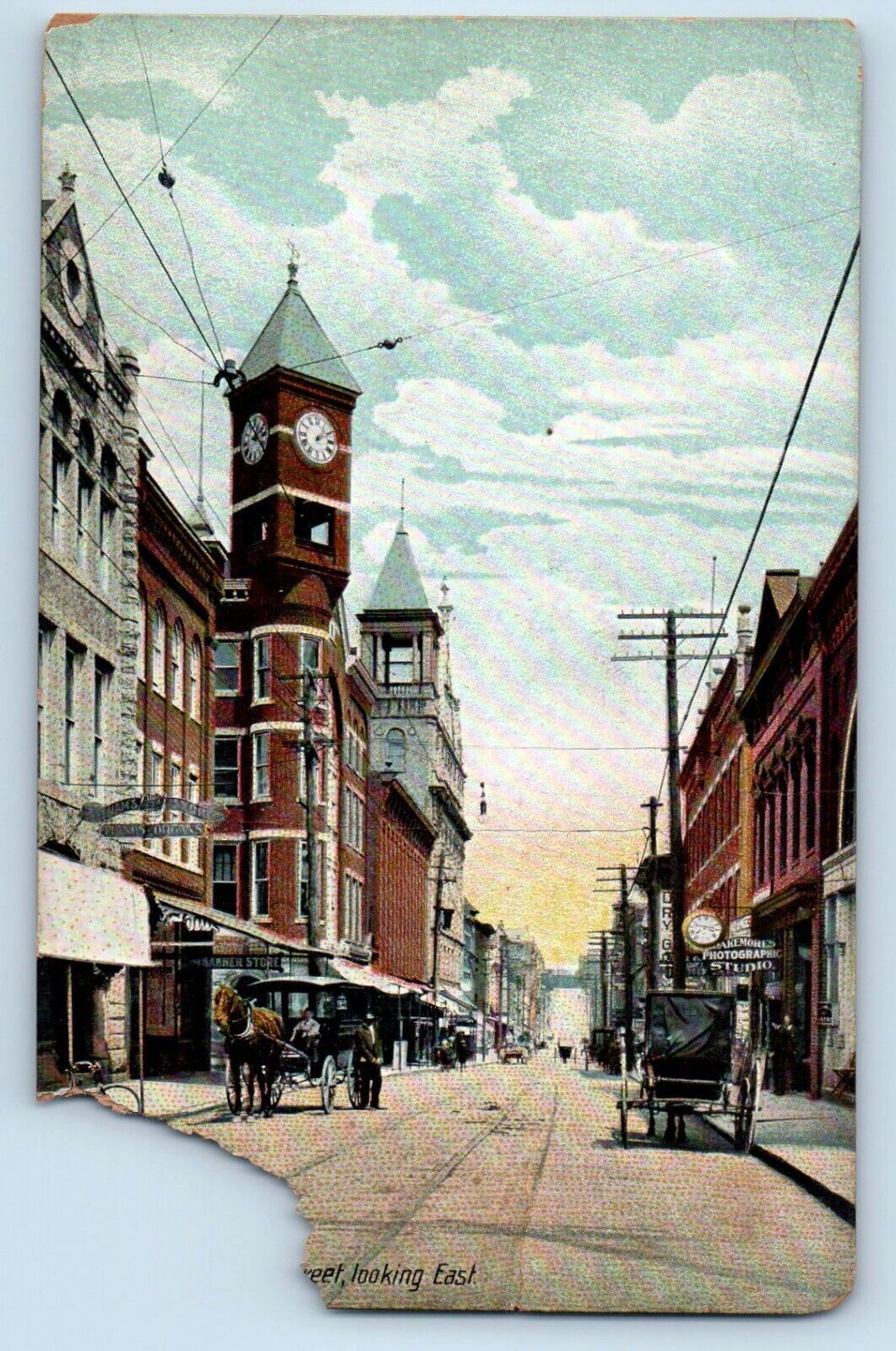 Staunton Virginia Postcard Main Street Looking East Building Horse Carriage 1910