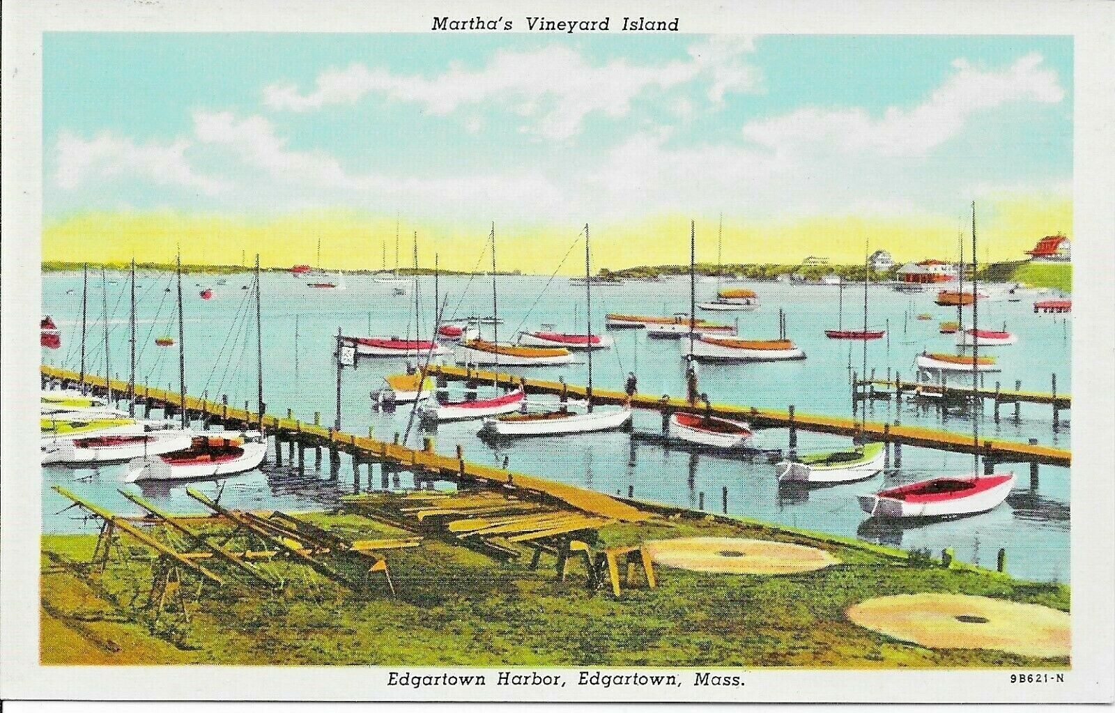 Edgartown Harbor, Edgartown, Massachusetts, 1949 --POSTCARD