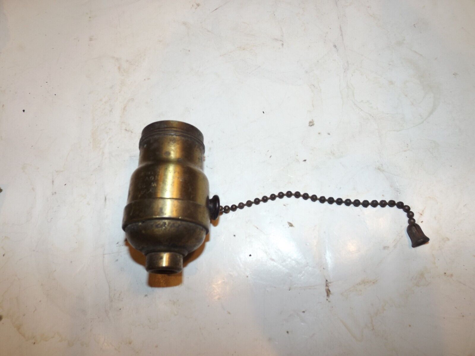 Antique Bryant Brass Fatboy Pullchain Light Fixture Lamp Socket Tested EXC Cond