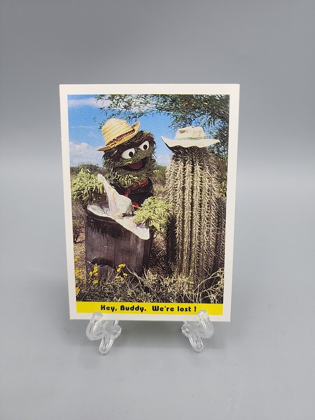 Sesame Street 1992 Ctw #63 Oscar the Grouch Cactus Asking For Help Trading Card