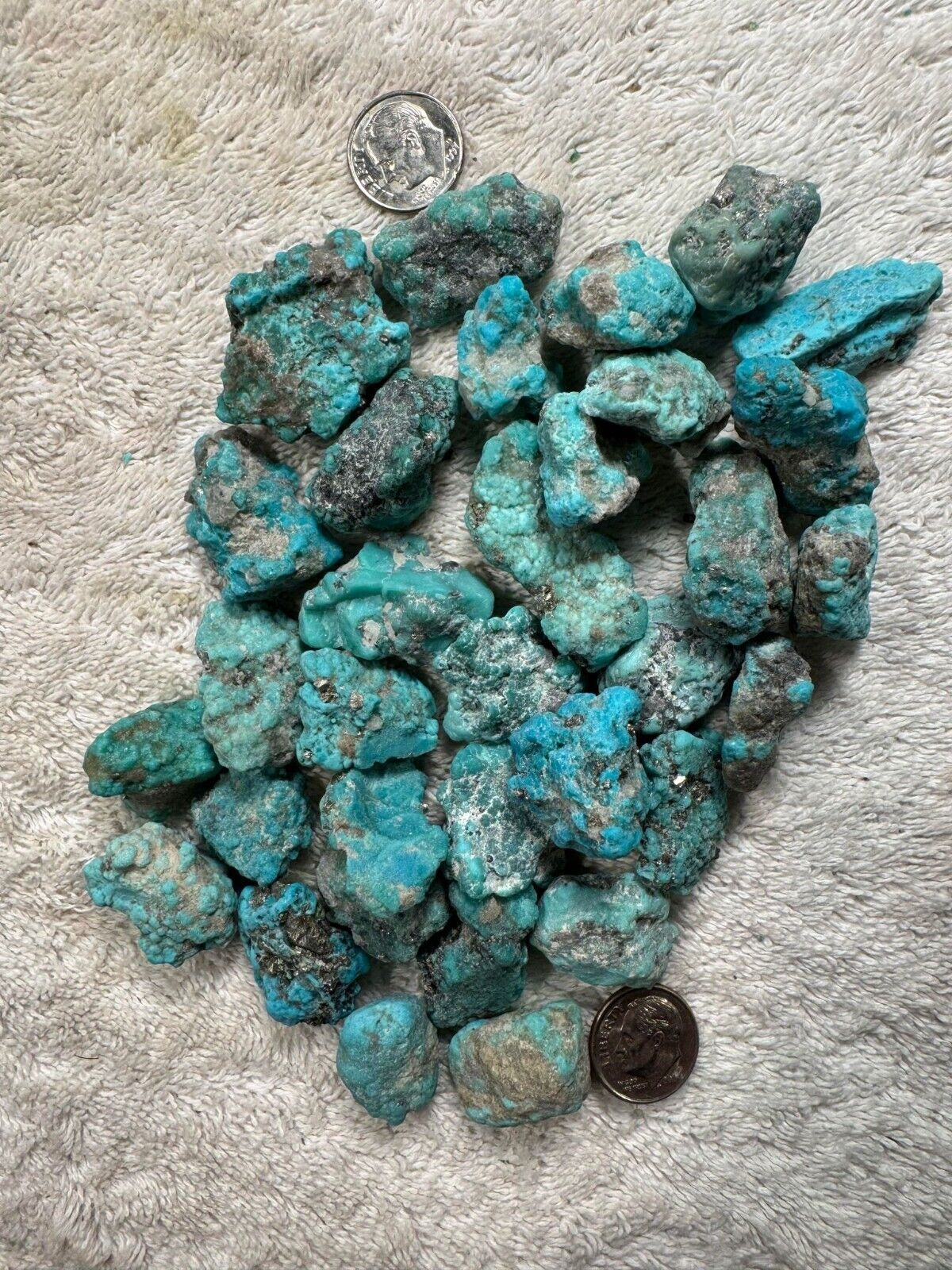 Turquoise, Campitos, Rough, 1/2 pound (+)