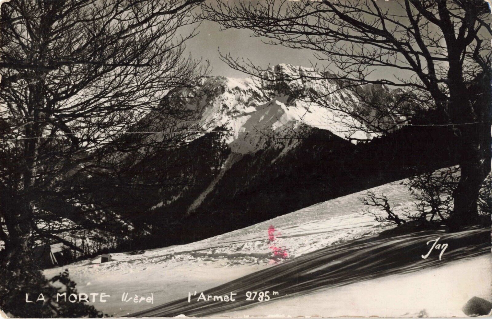 La Morte Isere France, Snow Capped Mountains, Vintage RPPC Real Photo Postcard
