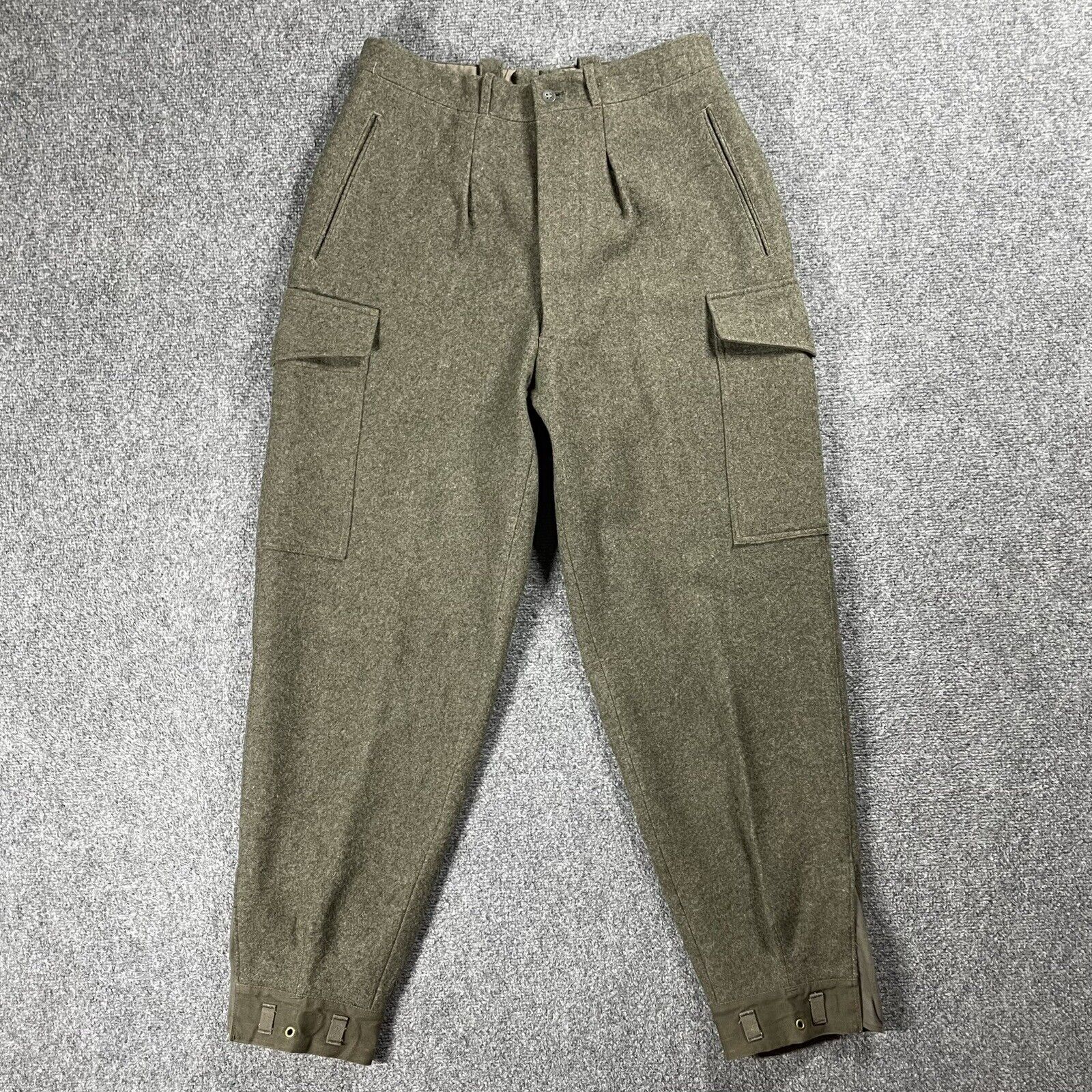 VINTAGE 40s Swedish Crown WWII Army Pants Wool C48 Cargo Trousers 1940s 31x31