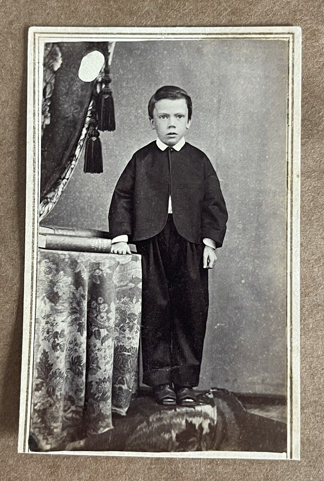 Antique Victorian CDV Photo Card Portrait Cute Boy Standing