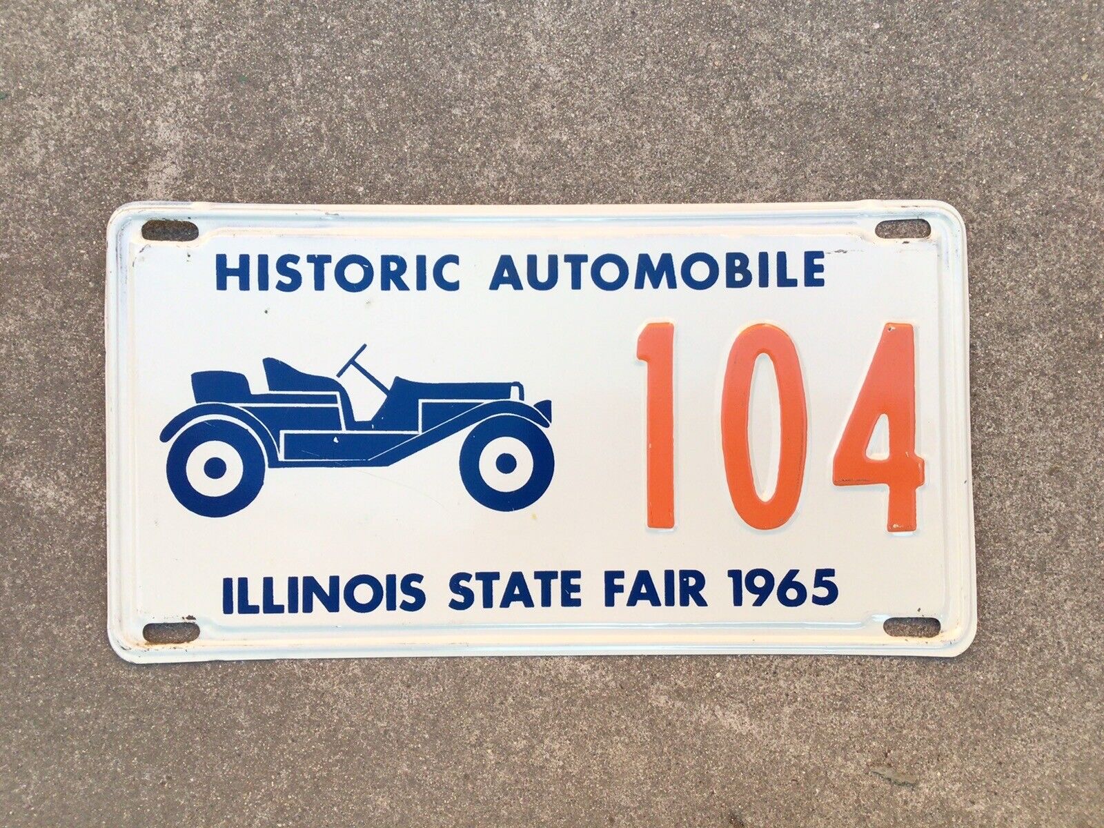 1965 - ILLINOIS - STATE  FAIR - HISTORIC  AUTOMOBILE - LICENSE PLATE - NOS