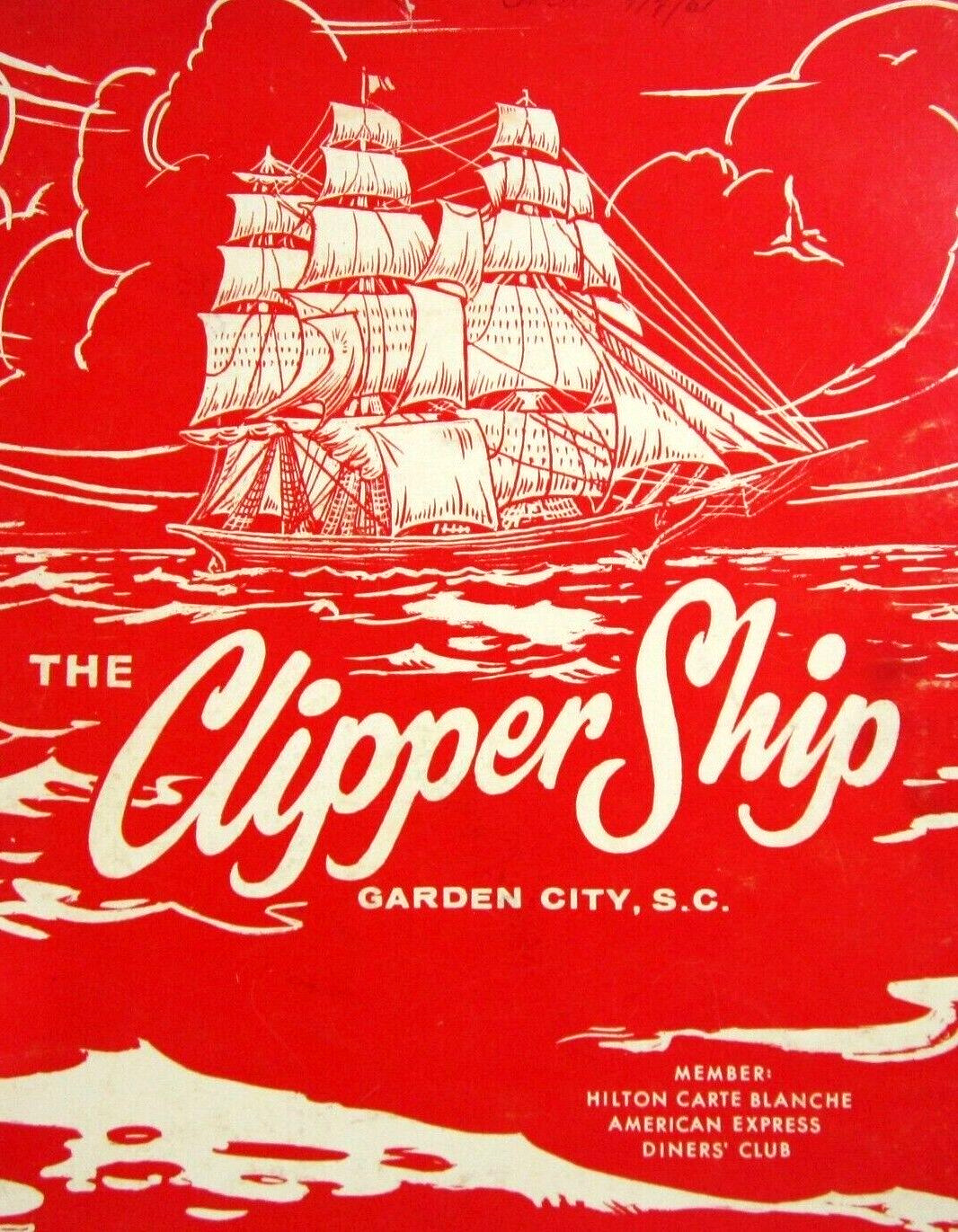Vintage Restaurant Menu The Clipper Ship Garden City SC Lobster Seafood 1961