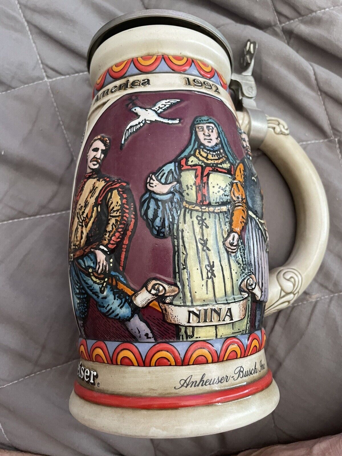 Nina Discover America Series Anheuser Busch Beer Stein 1989Beautiful Collectible