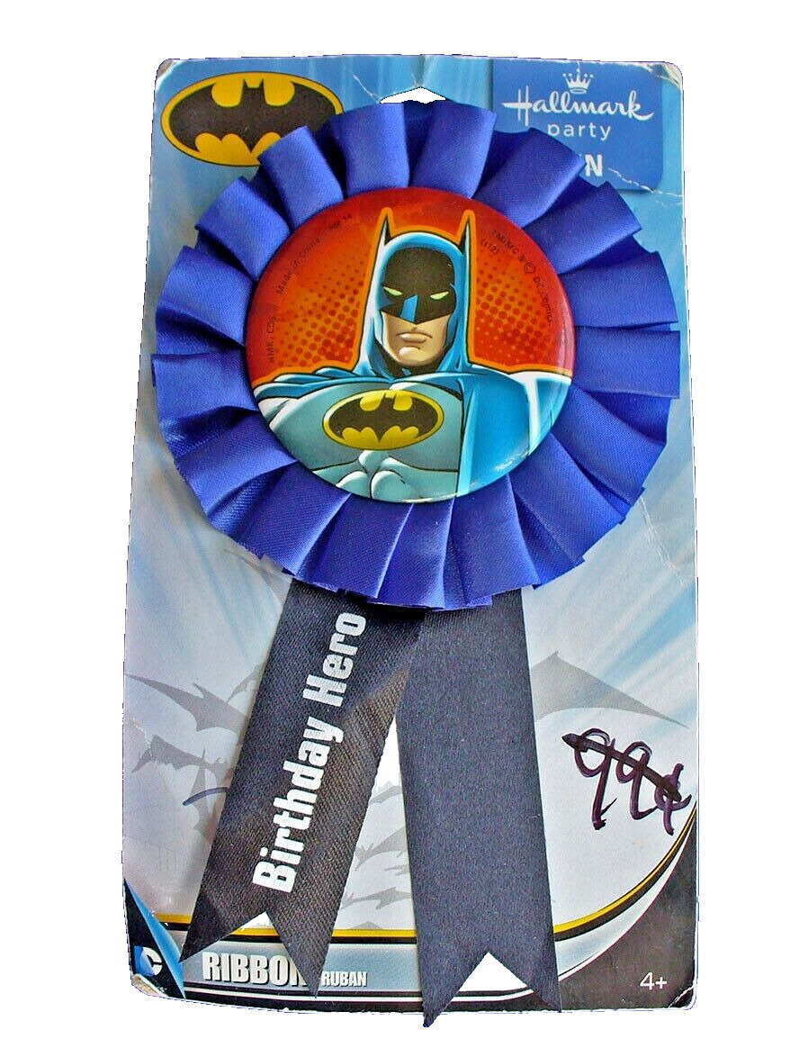 Hallmark BUTTON PIN Vintage BATMAN Birthday Hero Ribbon Pinback NEW*