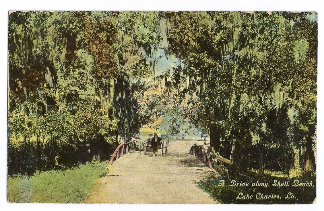 Lake Charles Louisiana LA Postcard  Shell Beach c1910