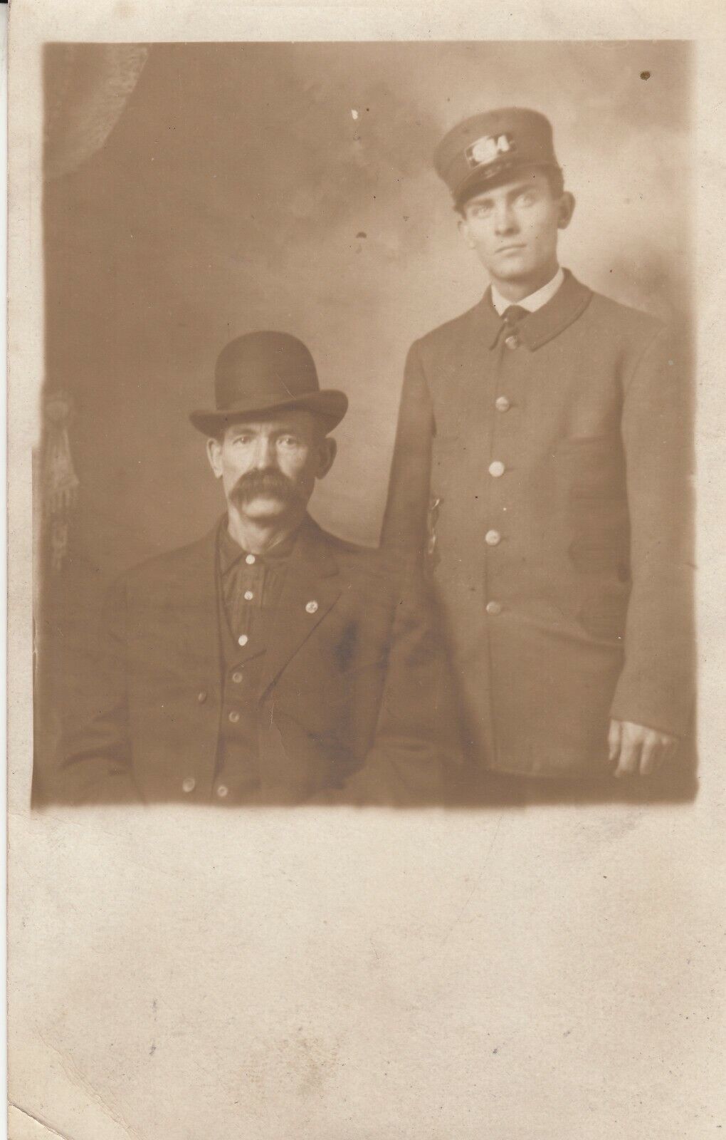 Antique Real Photo RPPC post card Interesting - 2 Police Officers - Cops