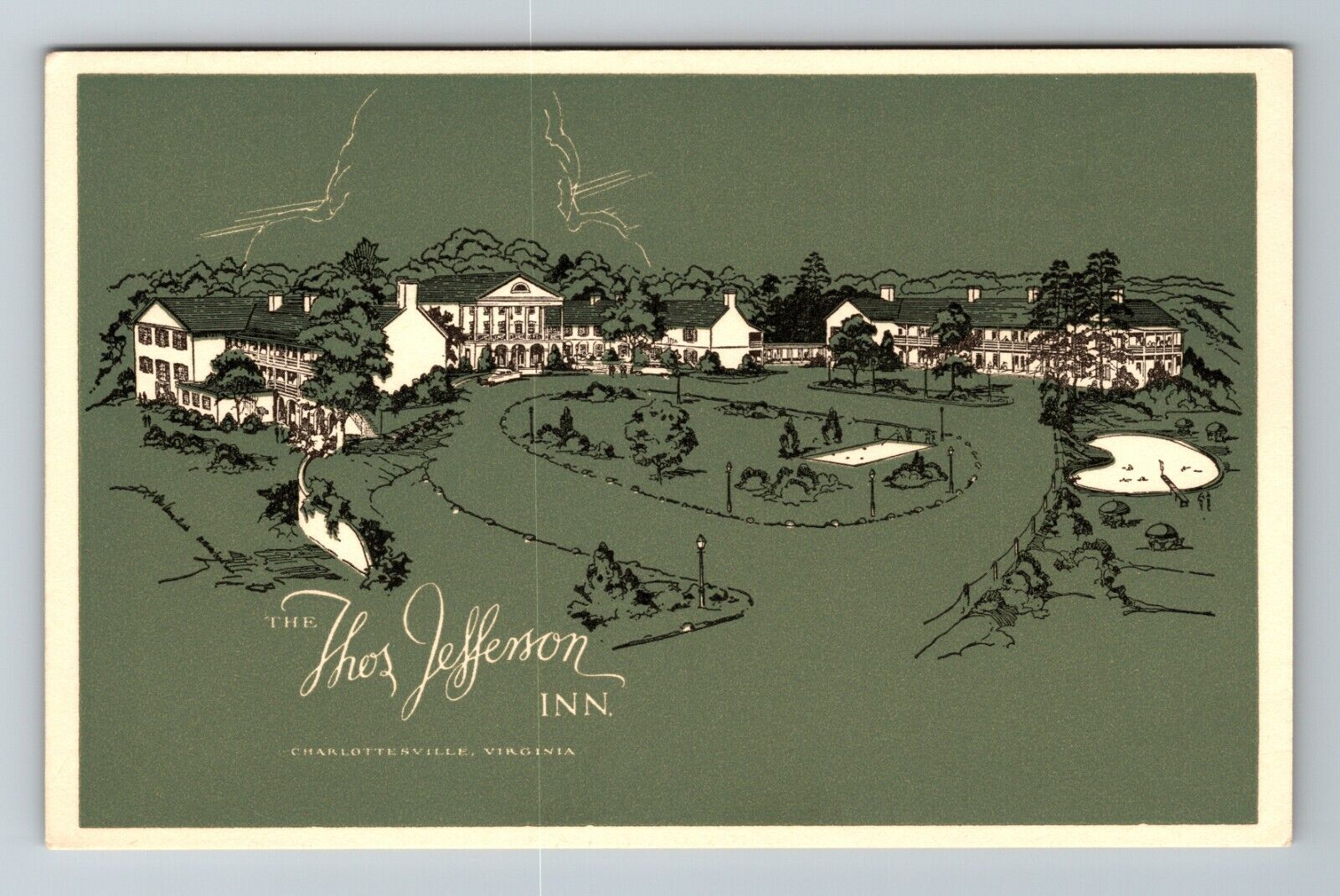 Charlottesville VA-Virginia Tom Jefferson Inn Antique  Vintage Souvenir Postcard