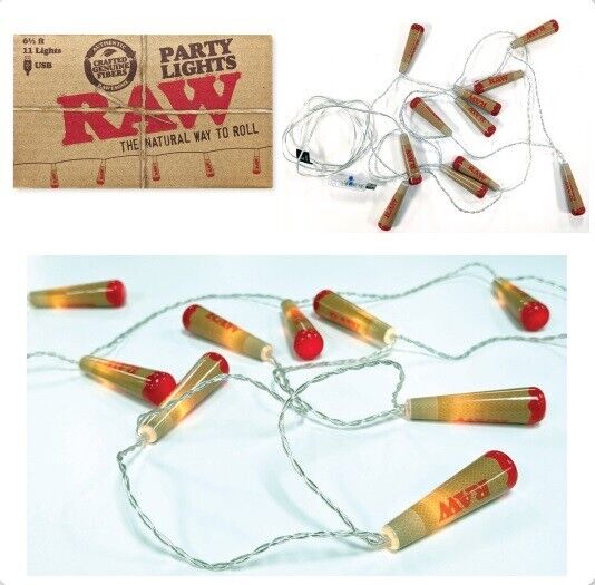 New RAW Rolling Papers Cone PARTY LIGHTS usb powered 6 1/2\' long