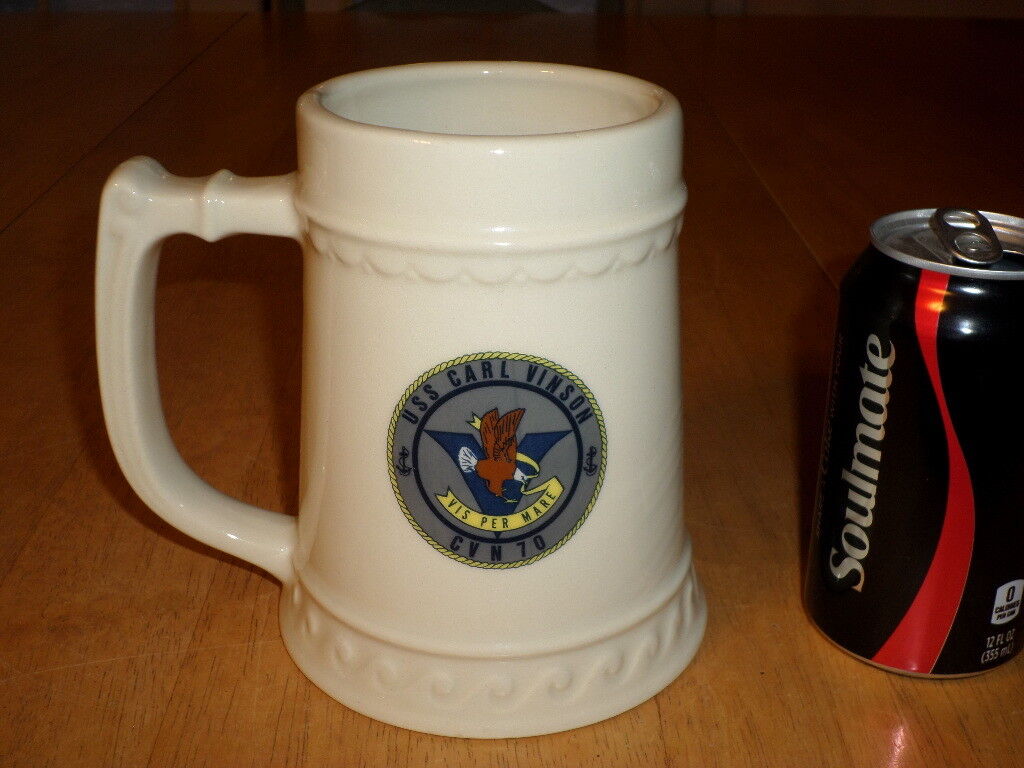 (CVN-70) U.S.S. CARL VINSON - AIRCRAFT CARRIER, Ceramic Beer Stein / Jumbo Mug 