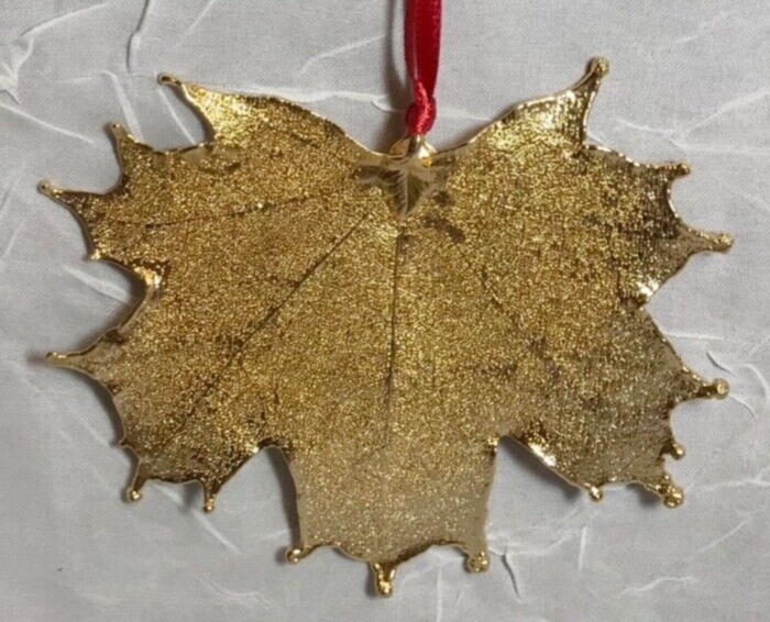 Vintage 18K Enchanted Gold Real Maple Leaf Ornament Language Of Leaves 1994