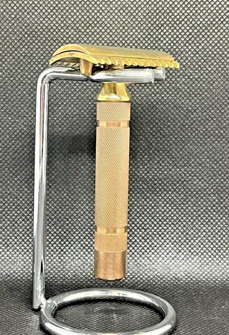 1930s Gillette NEW Short Comb Bar Handle Gold/Brass  - Vintage Safety Razor