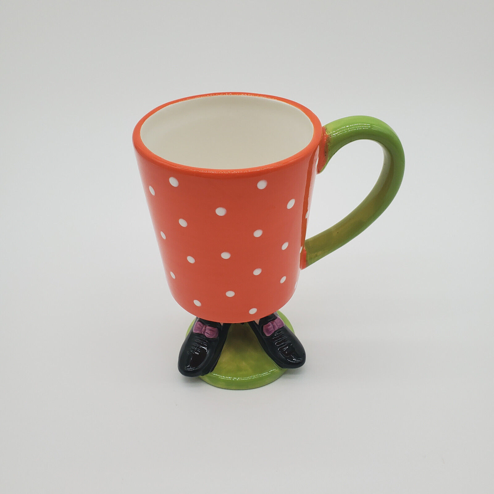 Mesa Home Products Orange Polka Dotted Footed Hand Painted Coffee Mug
