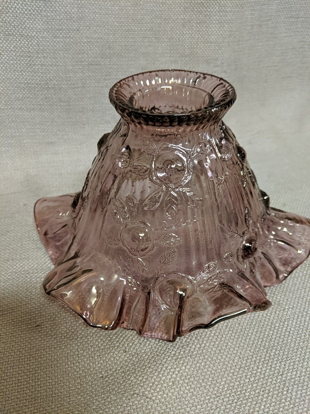 Vintage Fenton Purple Ruffled Glass Lamp Shade