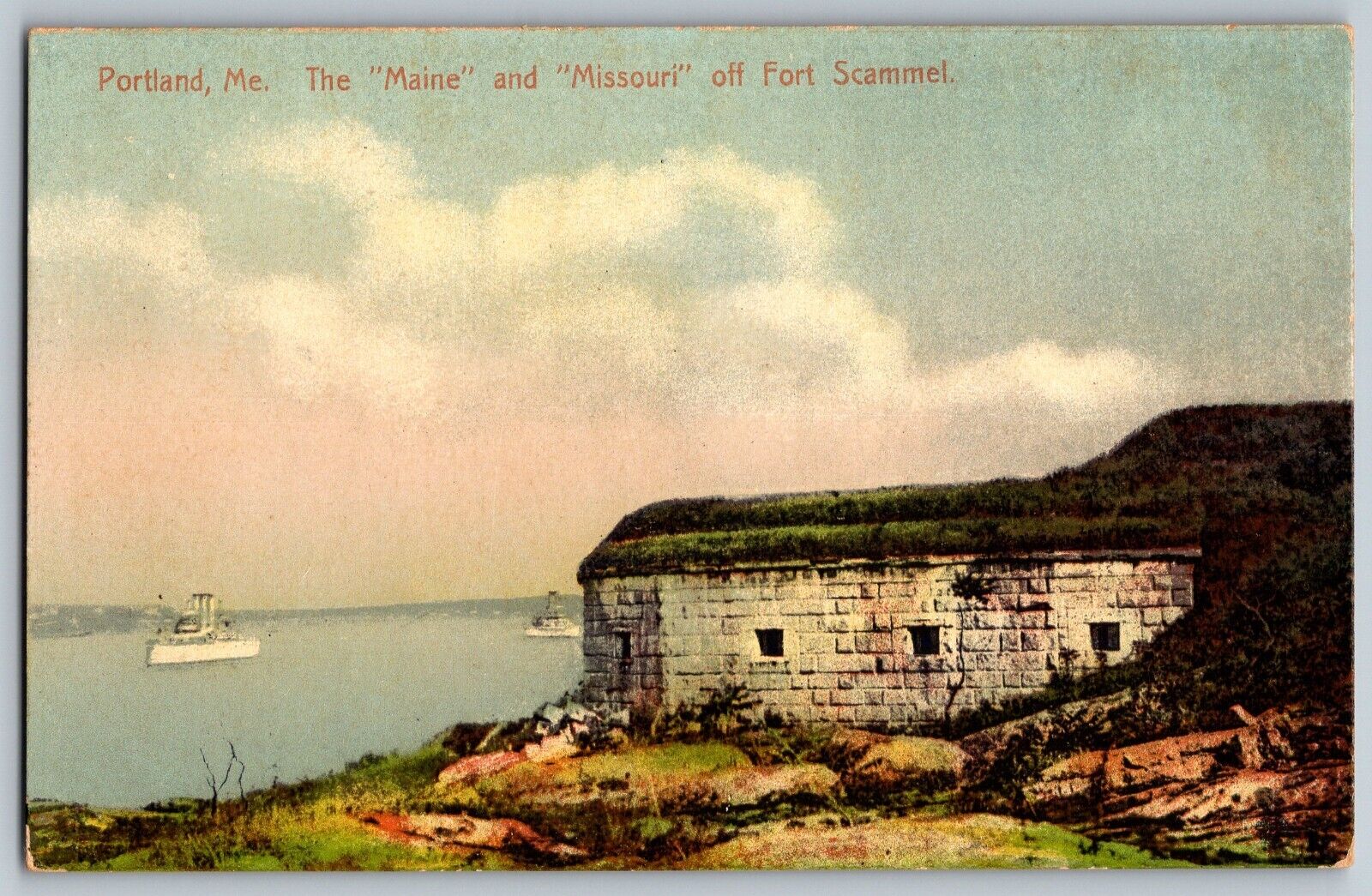 Portland, Maine ME - The Maine & Missouri Off Fort Scammel - Vintage Postcard
