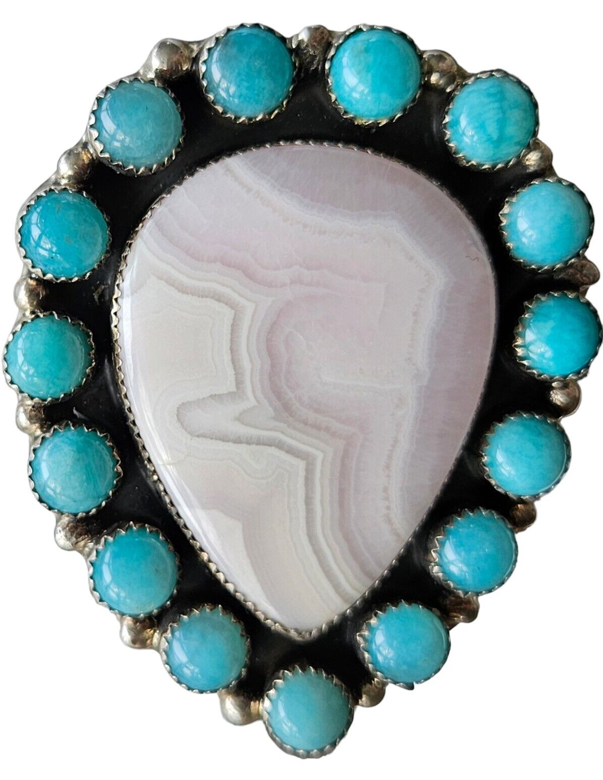 Native American Navajo Ring Pink Opal Sterling Silver Bernie Begay Tsosie BBT