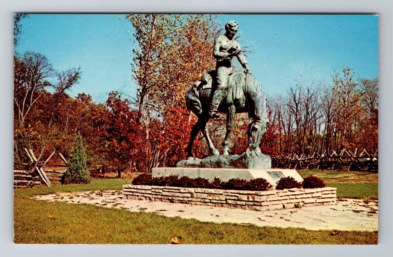 Lincoln New Salem IL- Illinois, Abraham Lincoln On The Prairie, Vintage Postcard
