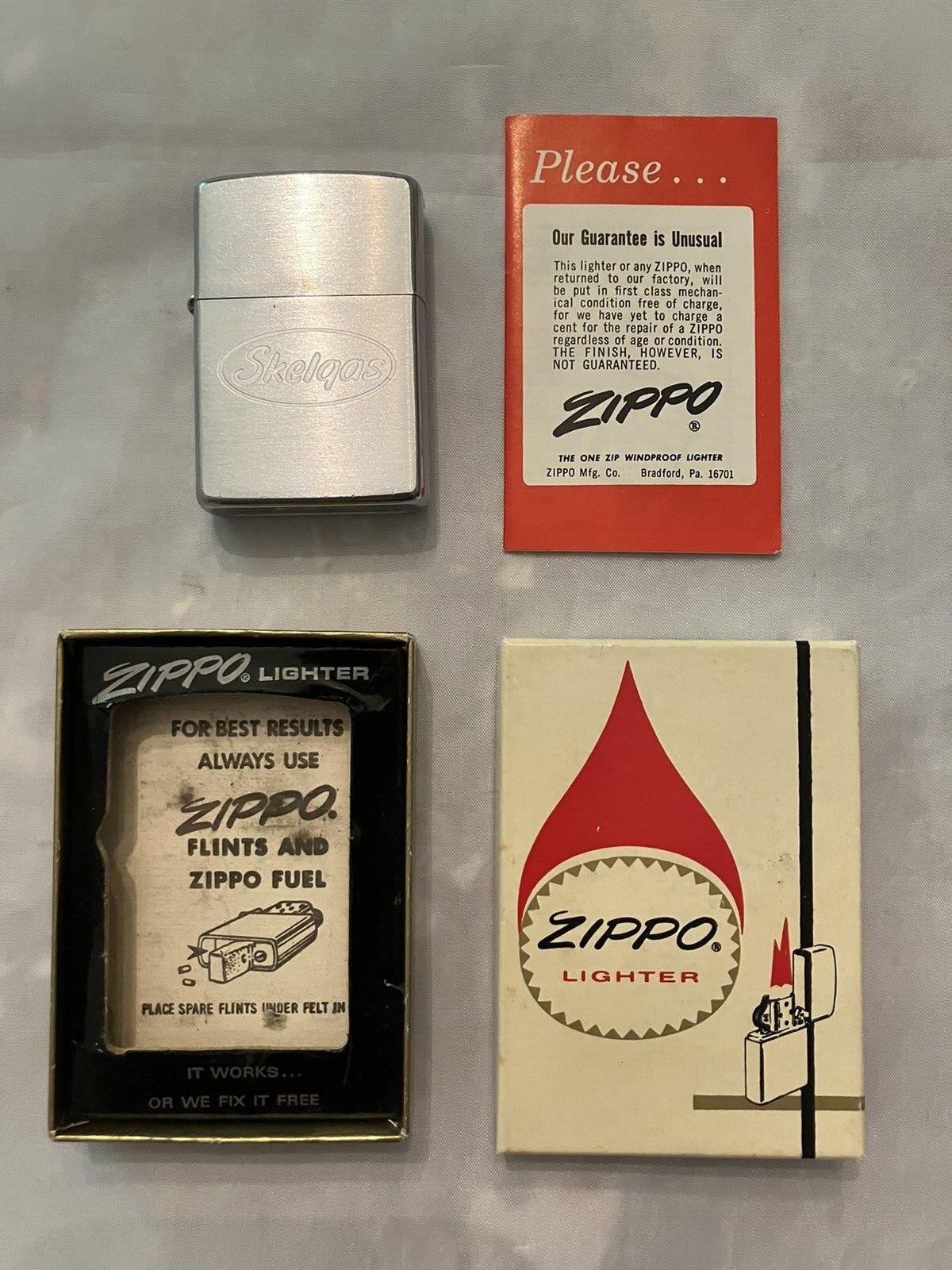 Vintage SKELGAS Zippo Lighter - Skelgas Emblem Logo - All Original  Box/Insert.
