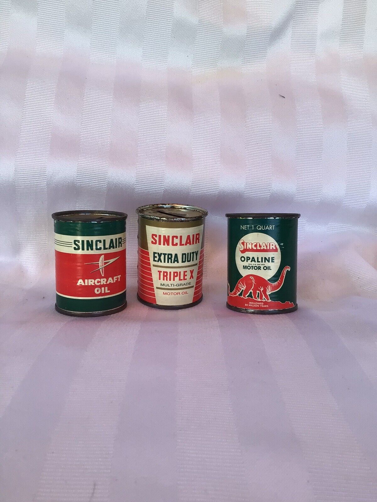 Vintage Miniature Sinclair Oil Can Banks 3”, Lot Of 3