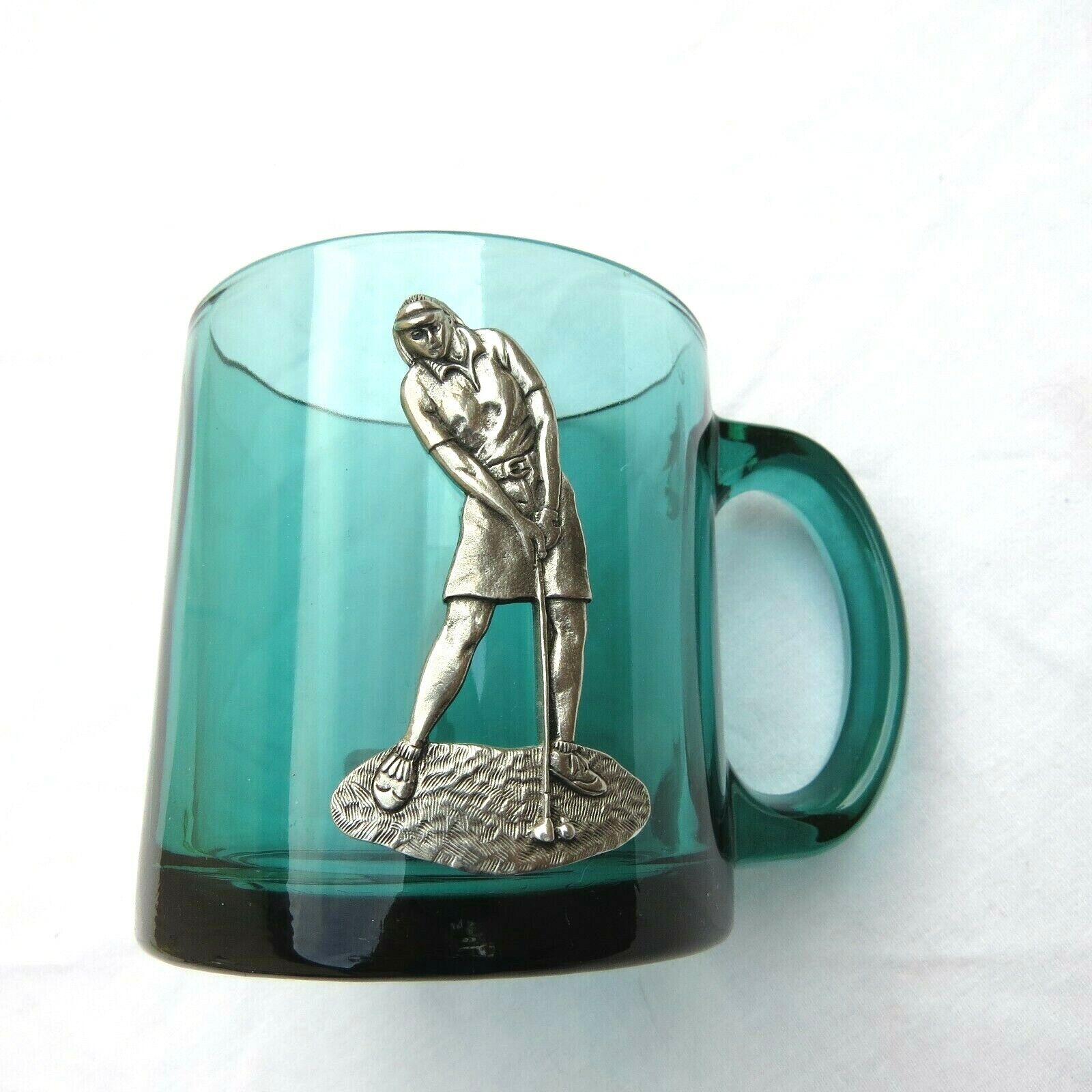 Heritage Pewter Woman Golfer Glass Mug New