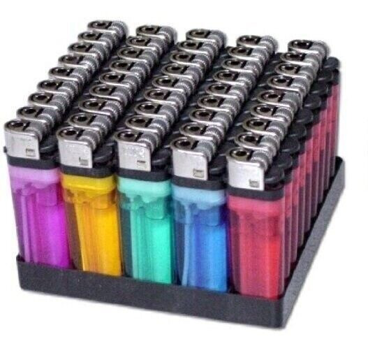 50 Pcs Full Size Disposable Butane Lighter Assorted Colors Wholesale Price