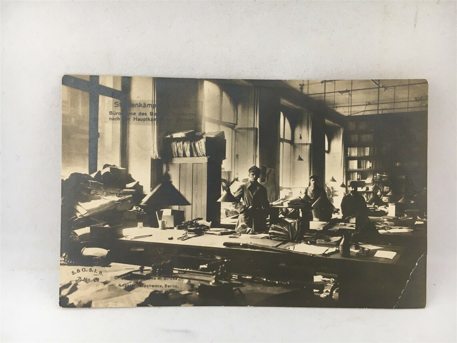 German Revolution Berlin Postcard 1919 RPPC Strassenkampf Bombed Office