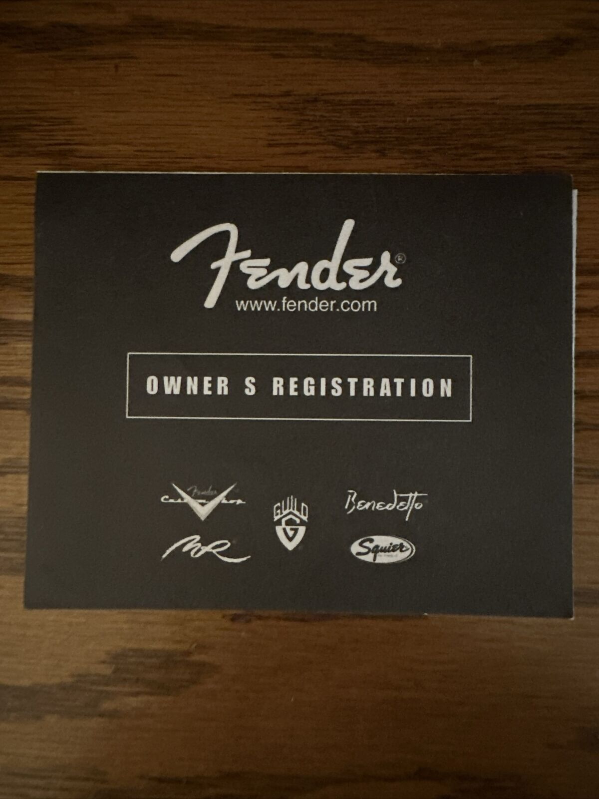 Fender Owners Registration Card 2002.  Must Have Price Of Case Candy.