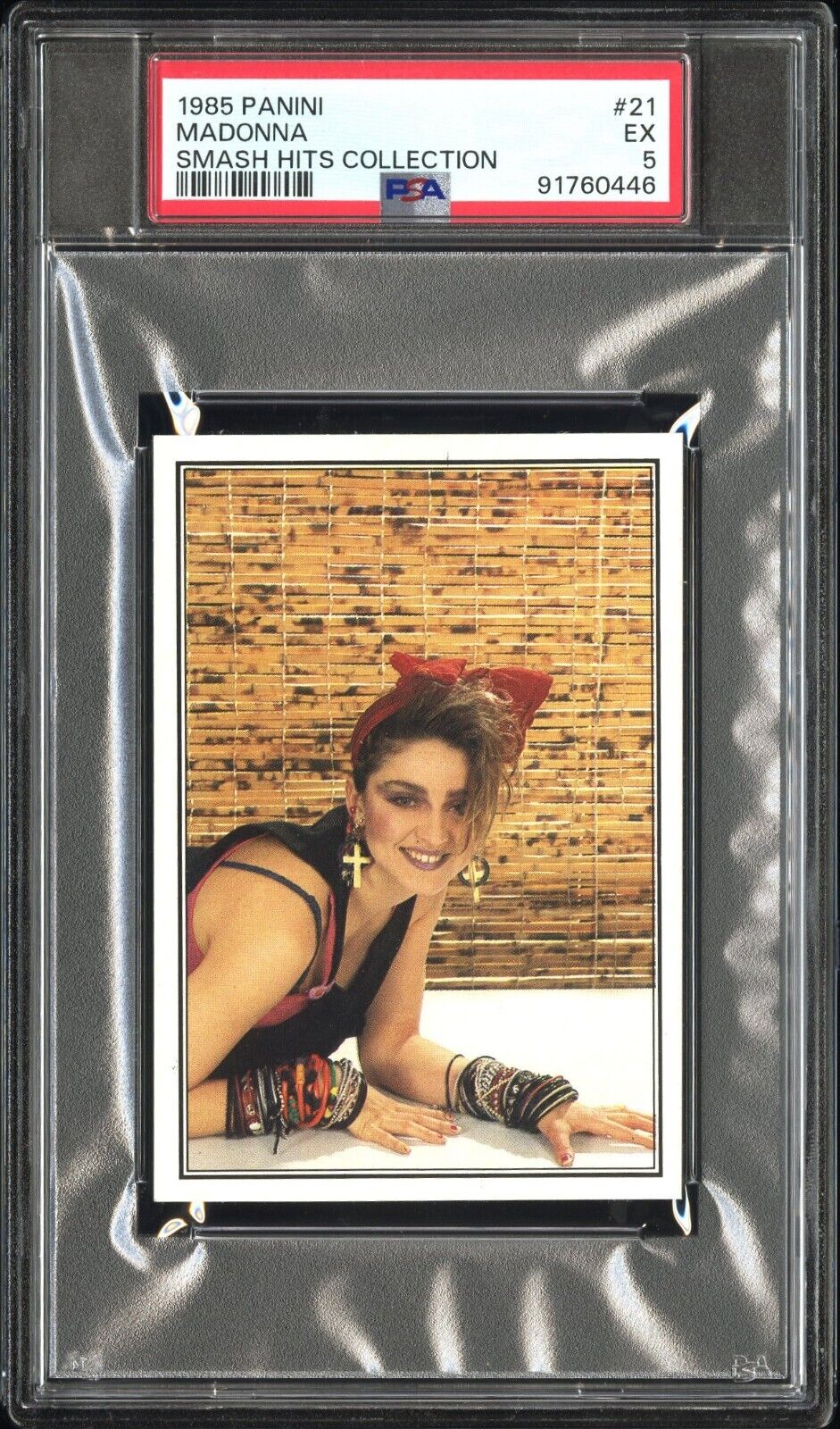 1985 Madonna Panini Smash Hits Collection #21 - PSA Graded 5 EX - BIGGER CASE RC