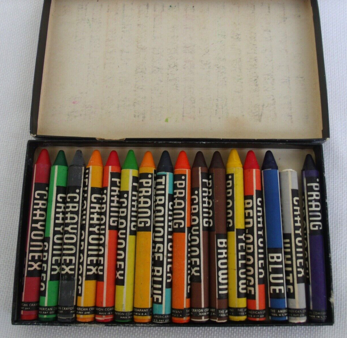 Vintage 1950s PRANG Crayonex Crayons 16 colors, No. 04X American Crayon Company