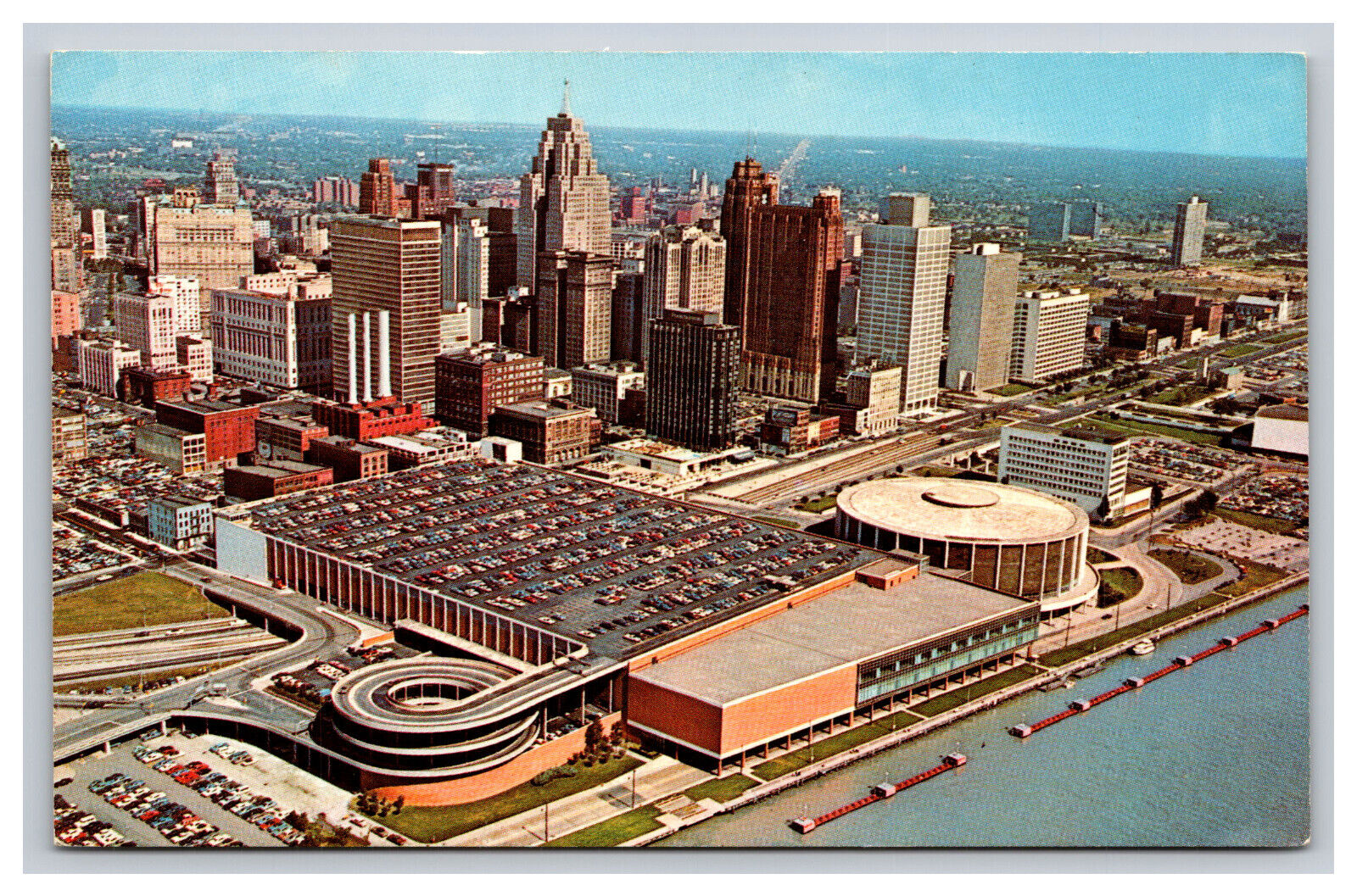 Skyline And Civic Center, Detroit Michigan MI Postcard