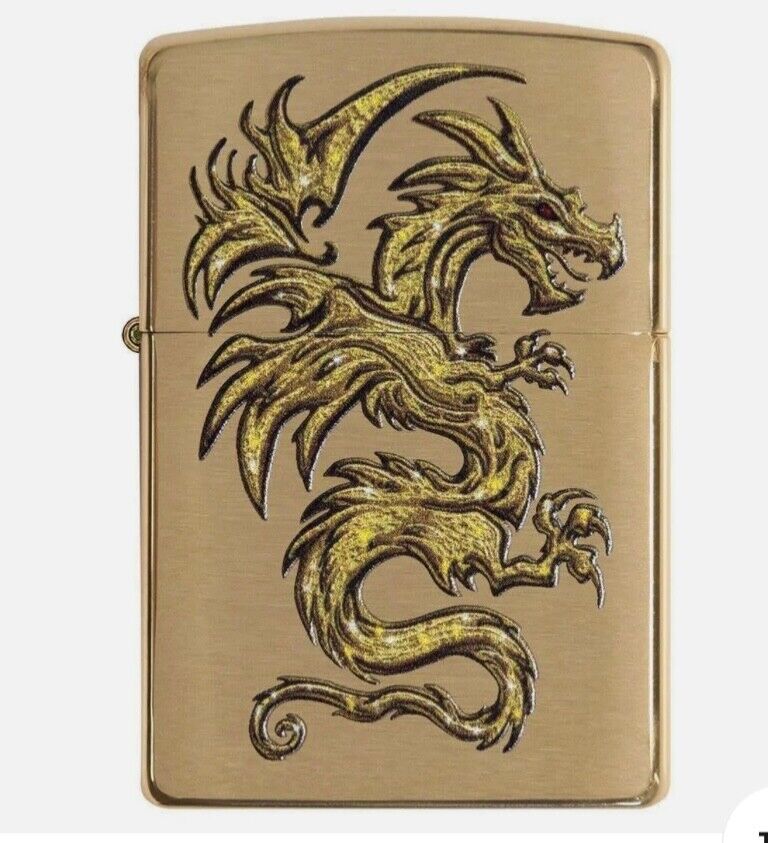 Zippo Dragon Design Brushed Brass Pocket Lighter 29725
