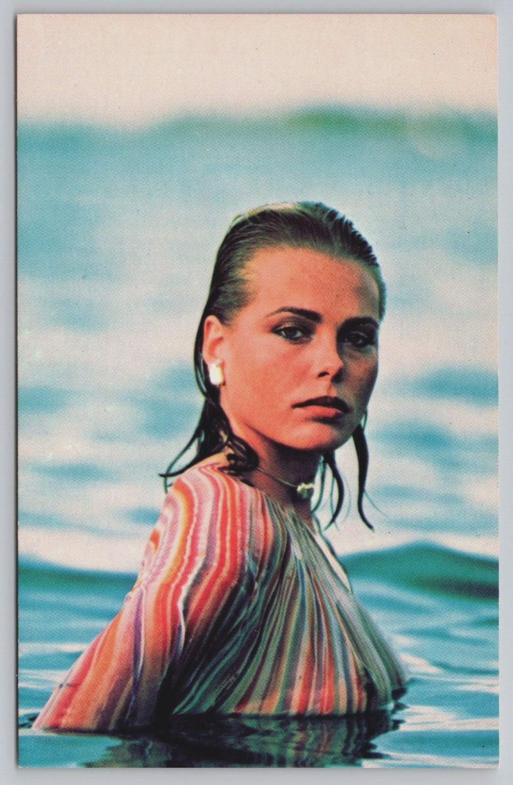 Margaux Hemingway Model Actress Ocean Swimming Vintage 1970s Postcard C11