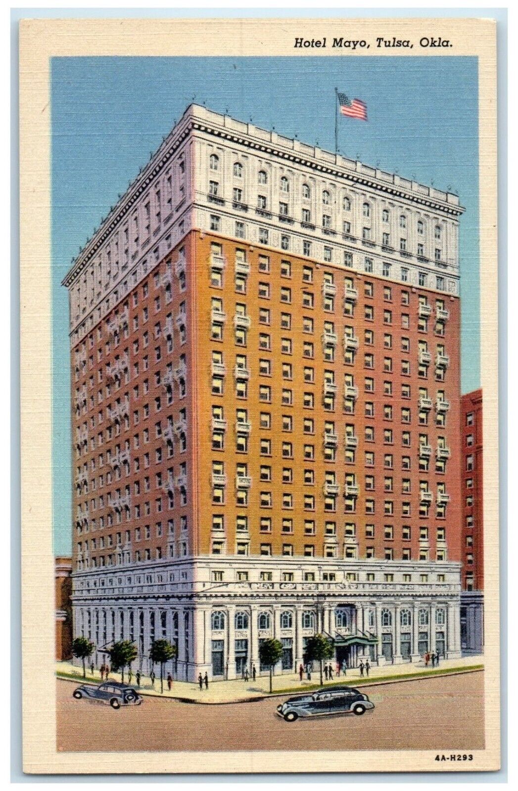c1930's Hotel Mayo Building Cars Street View Tulsa Oklahoma OK Vintage Postcard