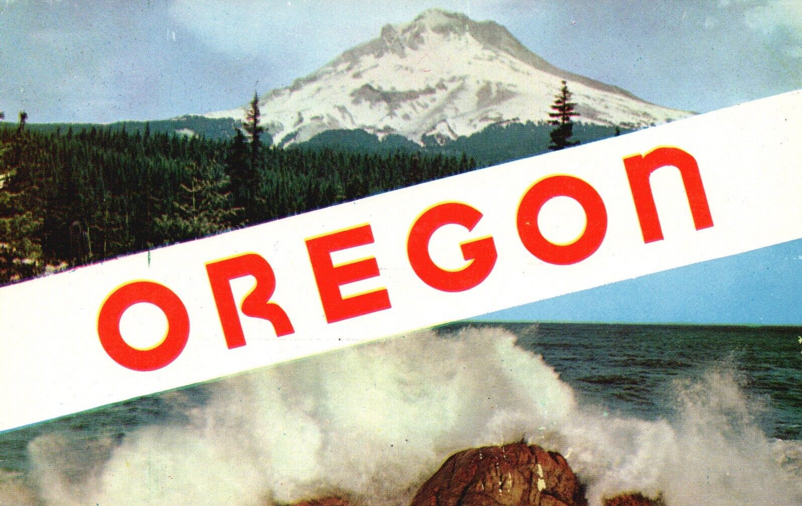 Postcard OR Mt Hood and Rocky Coastline Oregon Chrome Unposted Vintage PC G9063