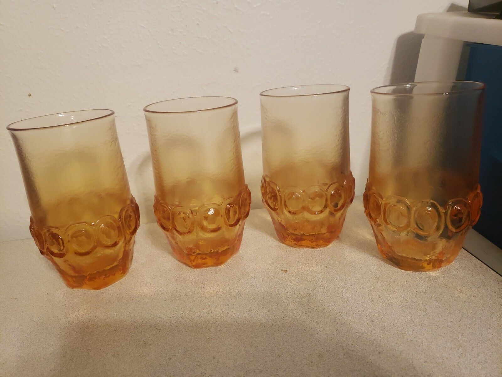 Vtg Set of 4 Tiffin Franciscan Madeira Orange Pumpkin Tumbler Glasses *MINT*