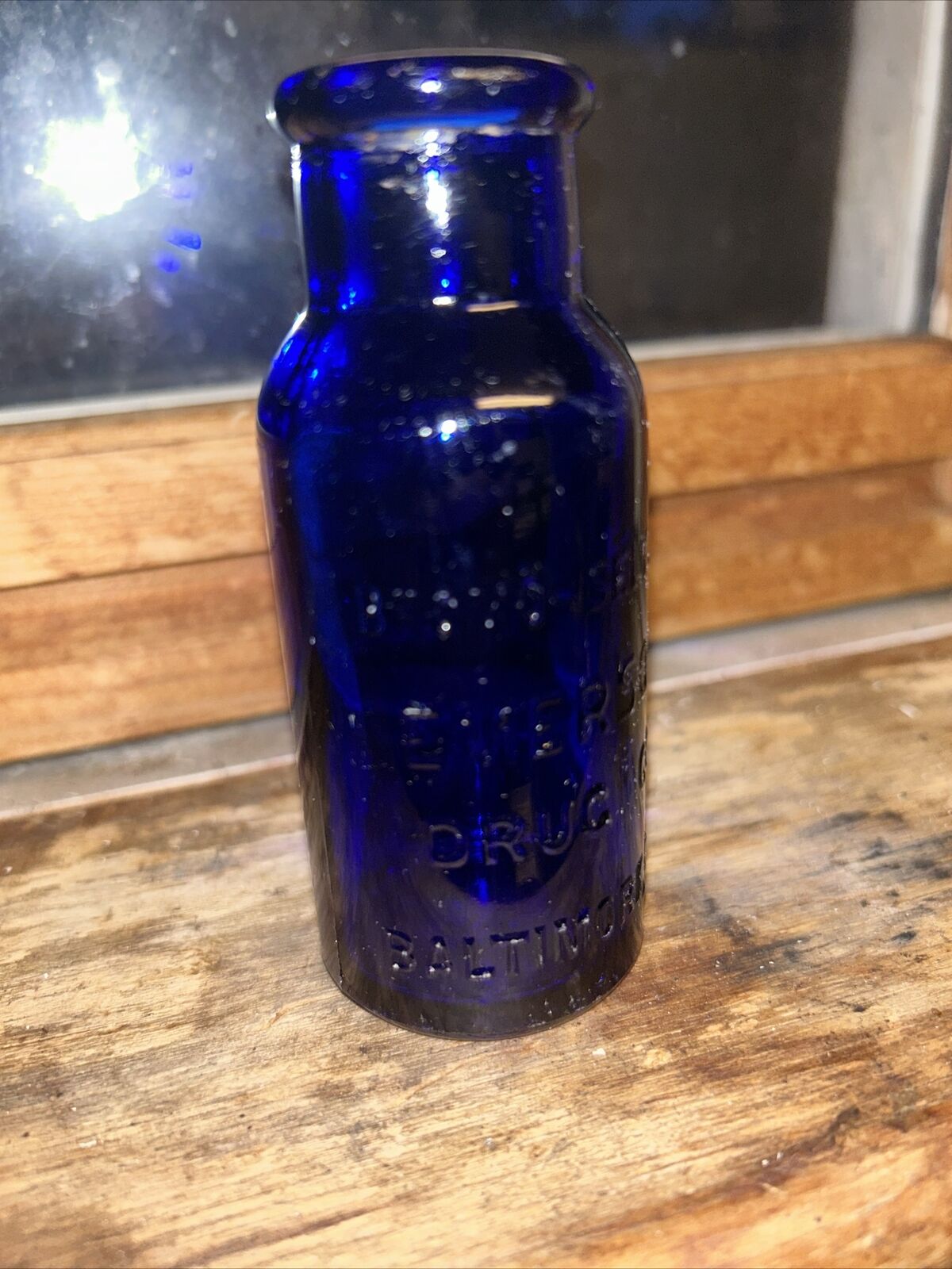 Bromo Seltzer Cobalt Blue  Emerson Drug Co Miniature Bottle 1890’s