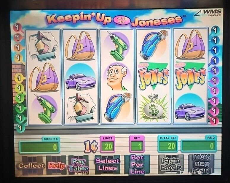 WMS BB1 SLOT MACHINE GAME & OS SOFTWARE SET- KEEPIN UP WITH THE JONESES