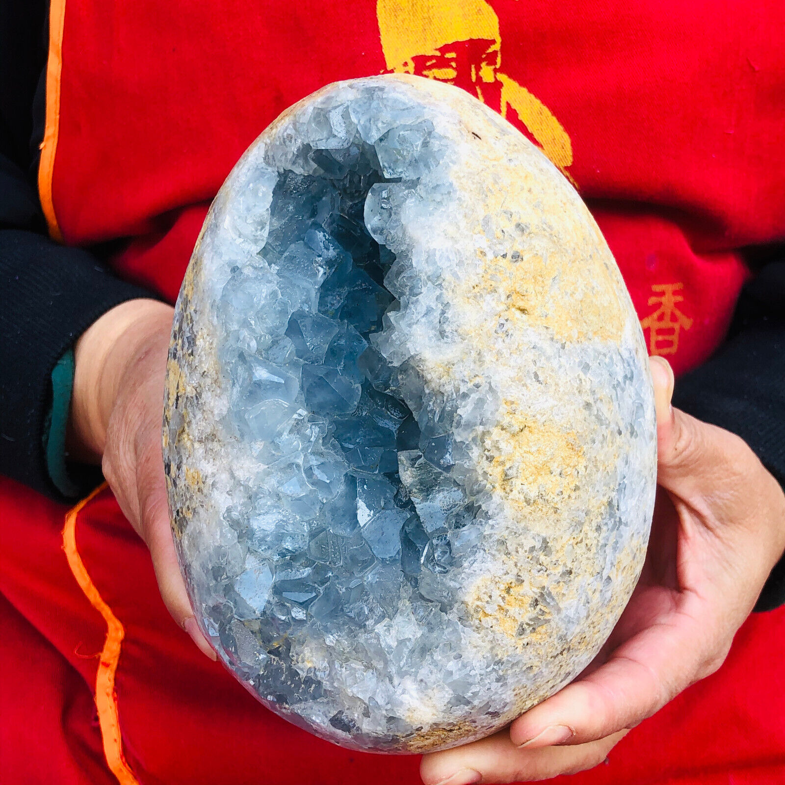 TOP8.88LB natural blue celestite geode quartz crystal mineral specimen healing