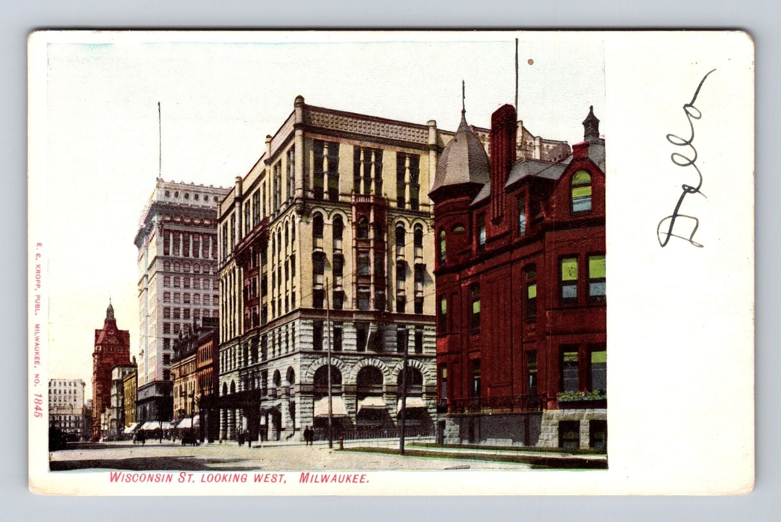 Milwaukee WI-Wisconsin, Wisconsin St Looking West, Antique, Vintage Postcard