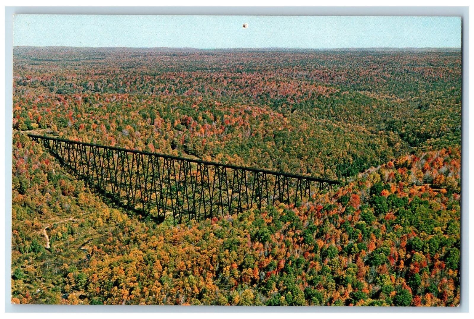 c1960s Aerial View Of Kinzua Bridge Mt. Jewett Pennsylvania PA Unposted Postcard