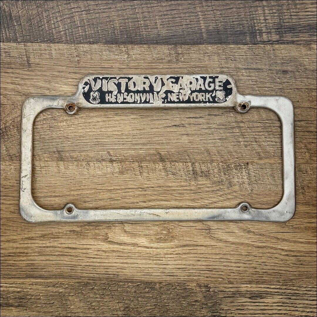 Original HENSONVILLE, NEW YORK Aluminum License Plate Frame - Victory Garage